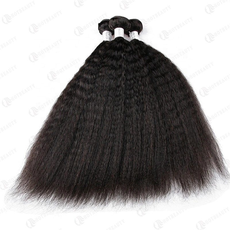 Wholesale Peruvian Human Hair Remy Hair Bundles With Closure Kinky Straight Weave Hair  For Women