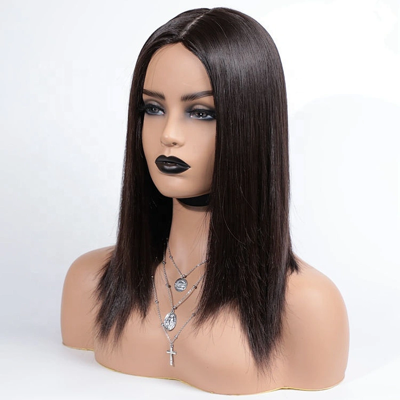 Wholesale High Quality Raw Double Drawn Virgin Human Hair Lace Closure Wig Silky Straight Virgin Hair In Natural Black For Women