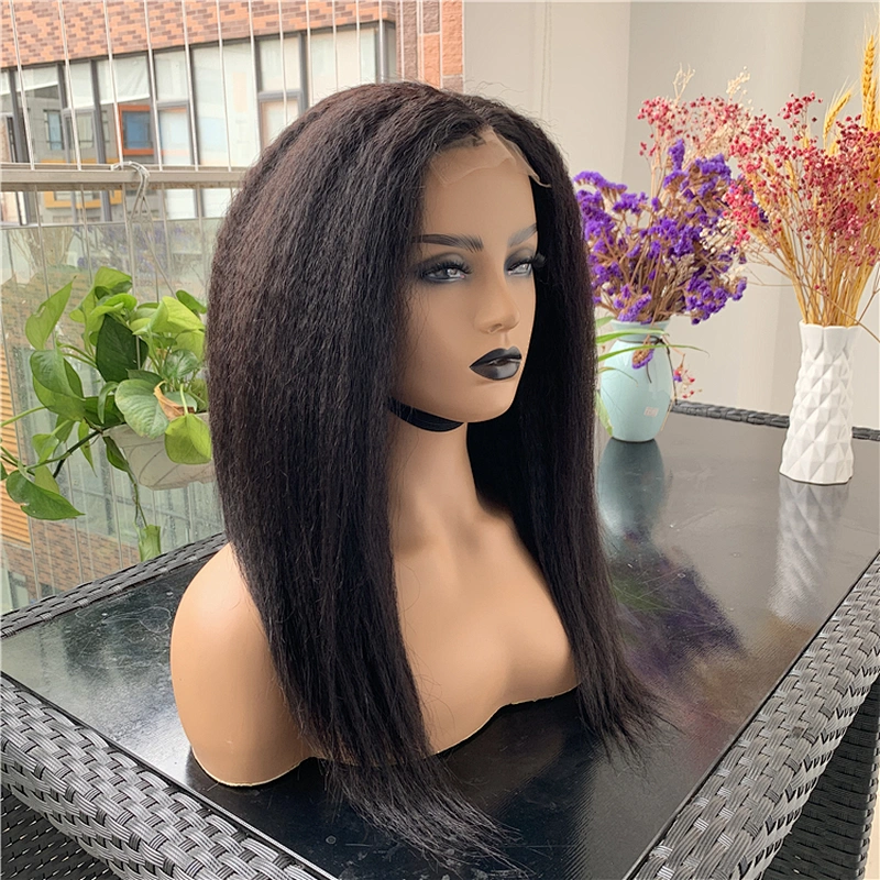 Hot Beauty March Expo Wig Kinky Straight Human Hair Wigs Lace For Black Women