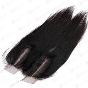 100% Virgin Brazilian Hair In China Cuticle Aligned Human Hair 2*6 Kim K Lace Closure Natural Black Silk Straight For Women