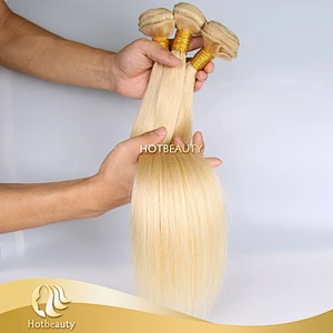 Hot Selling Remy Cheap Beauty Hair, Unprocessed Blonde Russian Virgin Hair Straight Wave Hair Extension
