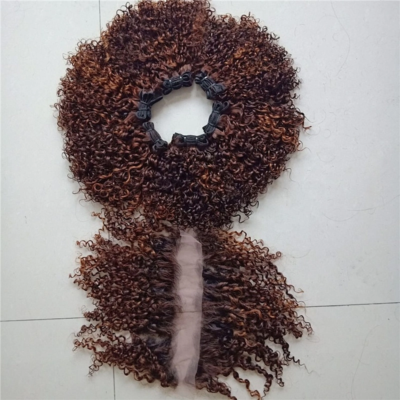 Wholesale Raw Highlight Brown Super Double Drawn Pixie Curl Brazilian Human Hair Bundles Extensions Virgin Cuticle Aligned Hair