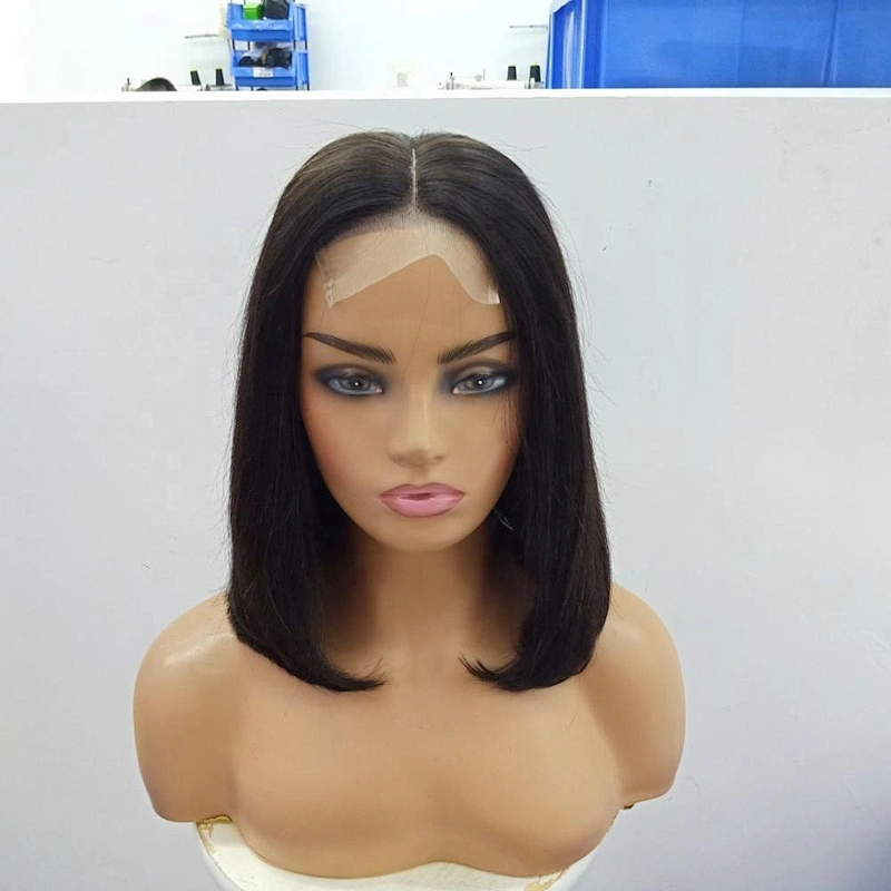 100% Virgin Silky Staight Closure Wig 10inch to 14inch Glueless Human Hair Bob Wig Blunt Cut