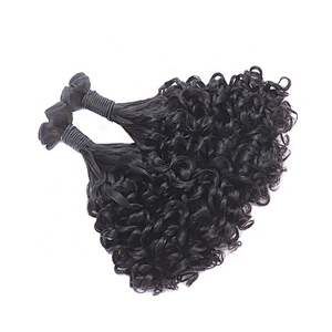 Super Double Drawn Hair Weft Unprocessed Curly Funmi Virgin Human Hair Bundles For Women
