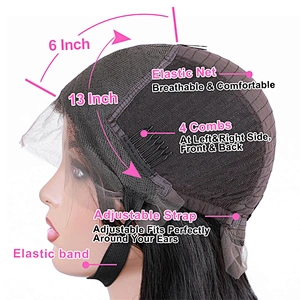 Hot Beauty Hair 13x6 Lace 1b/brown Brazilian Straight Short Bob Wigs Human Hair Lace Frontal Closure Wigs