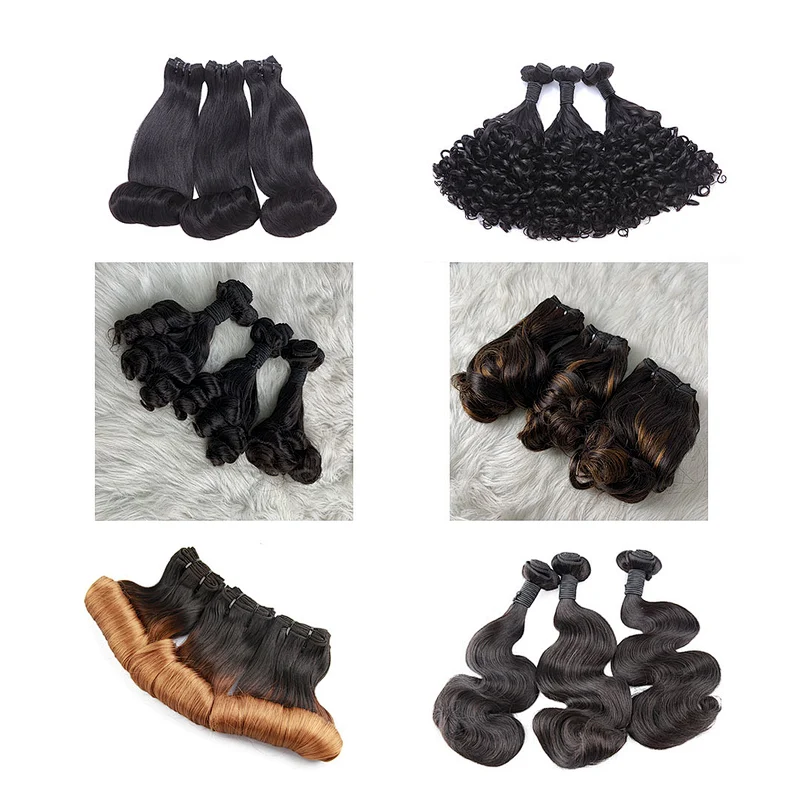 Hot Beauty Hair Wholesale Bundles Top Quality Super Double Drawn New Funmi Curl Virgin Brazilian Hair Extensions Weave