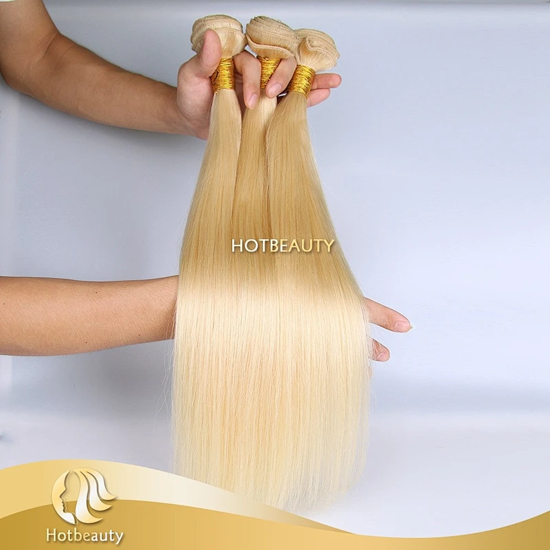 Hot Selling Remy Cheap Beauty Hair, Unprocessed Blonde Russian Virgin Hair Straight Wave Hair Extension