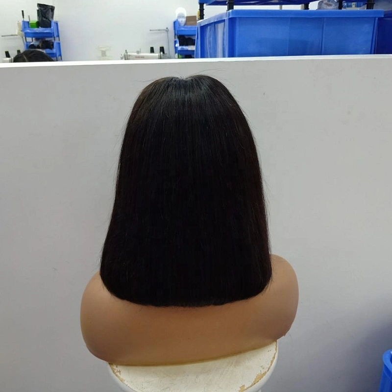 100% Virgin Silky Staight Closure Wig 10inch to 14inch Glueless Human Hair Bob Wig Blunt Cut