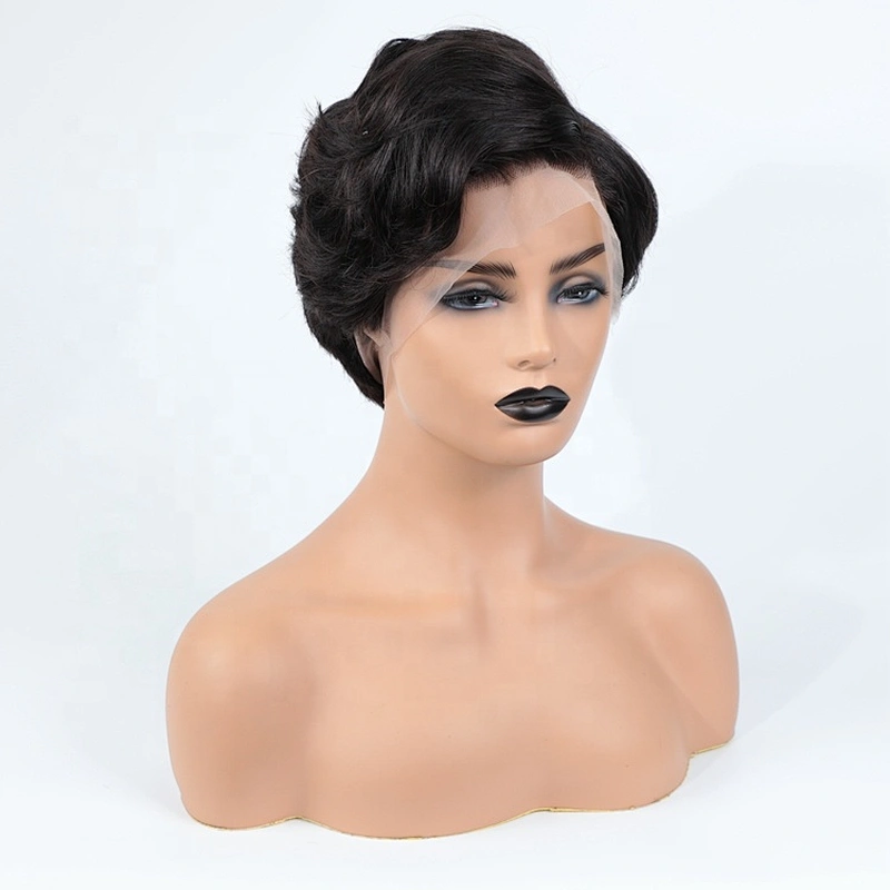 Wholesale High Quality Raw Virgin Human Cuticle Aligned Hair Full Lace Wig Pixie Cut Human Hair Wig  For Women