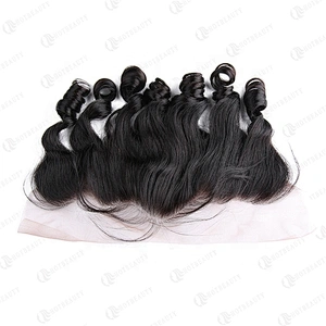 Hot Beauty Hair Wholesale One Donor Hair Brazilian Big Curl Hair Hd Lace Frontal  For Women