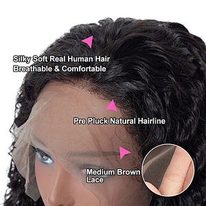 Hot beauty hair wholesale virgin hair vendors deep curly 360 lace frontal human wigs 100 human hair