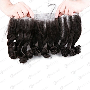 HB 4x4 Top Frontal Lace Closure Loose Wave Funmi Hair Bouncy Curl Matching Closure Natural Wavy Hair