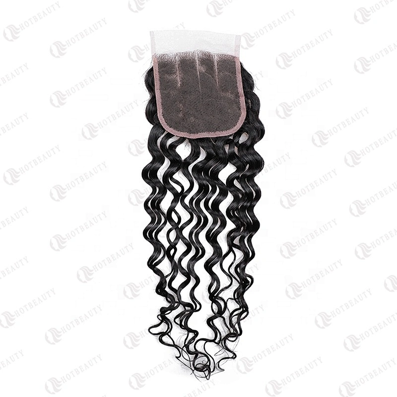 100% Virgin Remy Hair Cuticle Aligned Hair Cheaper Brazilian Hair In China Lace Closure Natural Black Water Wave For Women