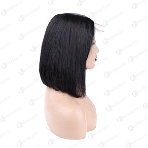 Wholesale High Quality Raw Virgin Human Cuticle Aligned Hair 13*6 Lace Frontal Bob Wig Straight In Natural Black For Women
