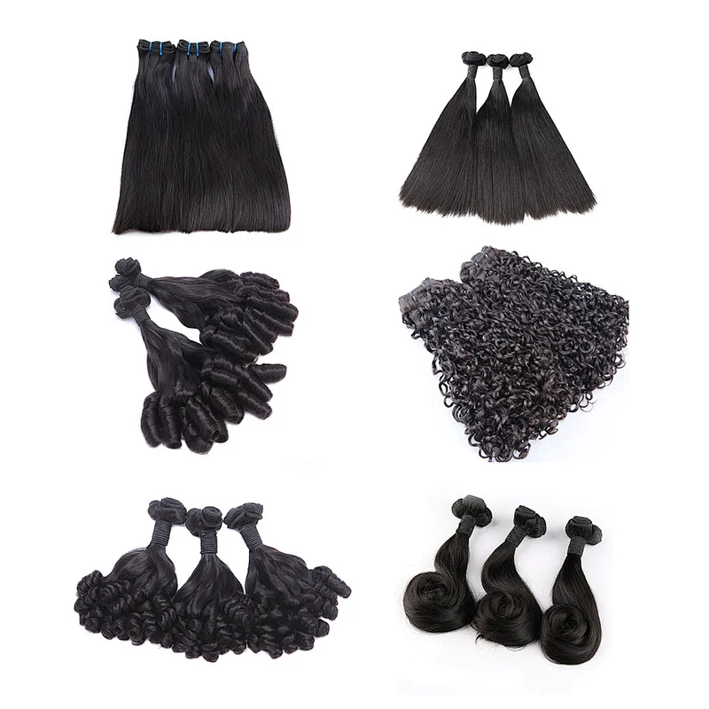 Hot Beauty Hair Wholesale Bundles Top Quality Super Double Drawn New Funmi Curl Virgin Brazilian Hair Extensions Weave