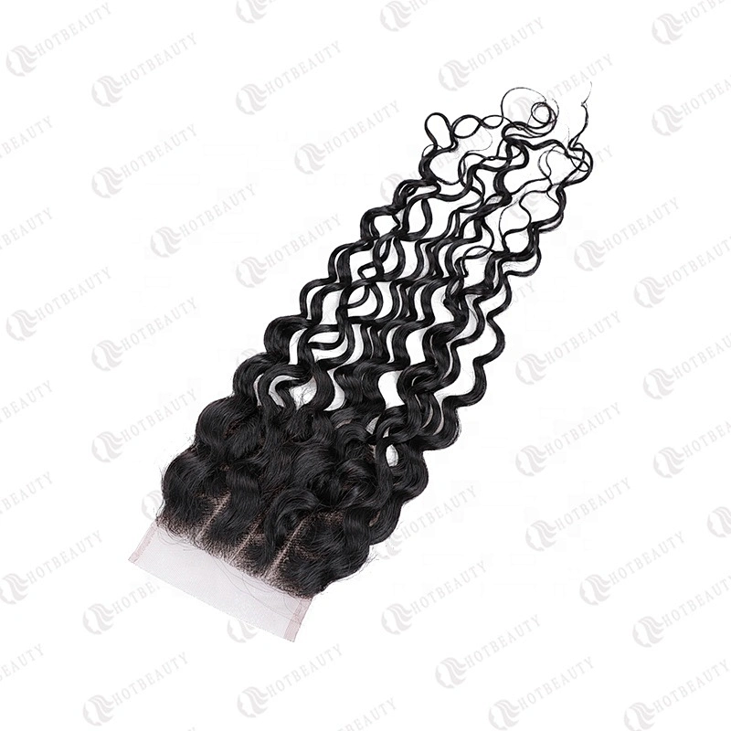 100% Virgin Remy Hair Cuticle Aligned Hair Cheaper Brazilian Hair In China Lace Closure Natural Black Water Wave For Women