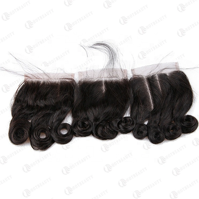 HB 4x4 Top Frontal Lace Closure Loose Wave Funmi Hair Bouncy Curl Matching Closure Natural Wavy Hair