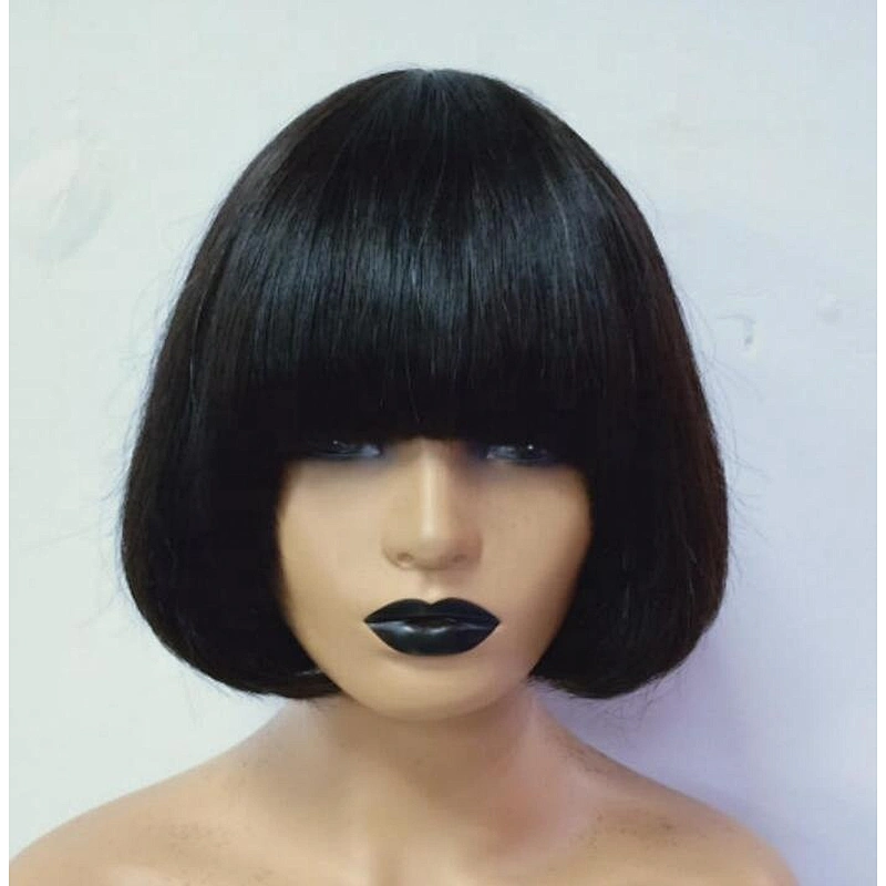 Raw Unprocessed Hair Vendors Super Double Drawn Funmi Hair PIXIE Cut Bob Wigs Indian