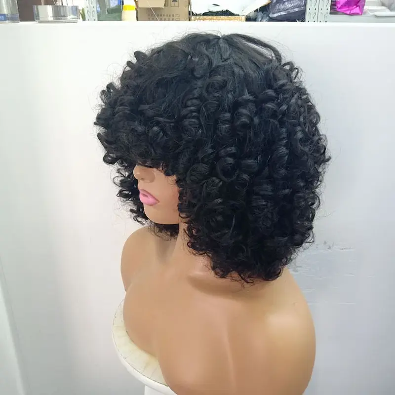 HBH New Year Promotion Glueless Bob Wig Super Double Drawn Funmi Hair Rose Curl Bob Fringe Wig 8