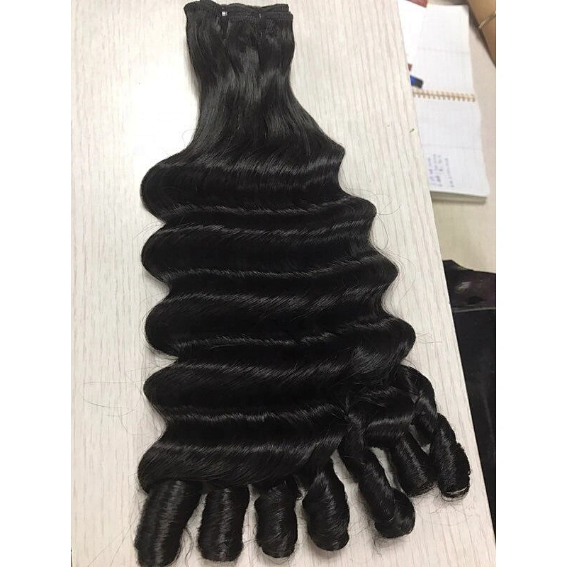 2010 New Funmi Hair Style Ocean Spiral Curl Double Drawn Hair Extensions Bundles Factory Price