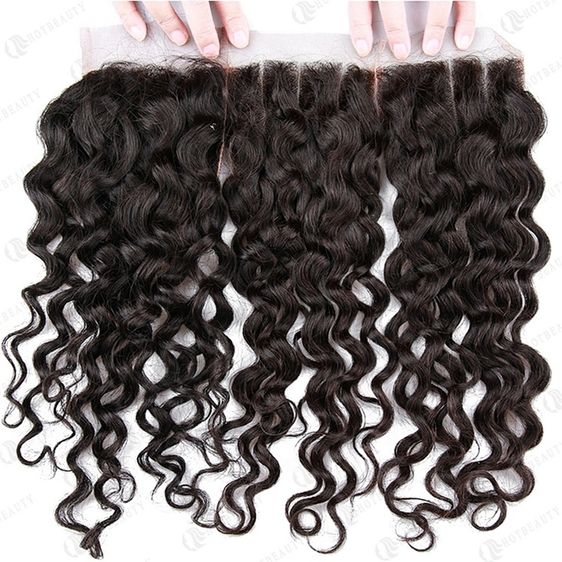 Wholesale Price Brazilian Virgin Human Hair 4x4 Swiss Lace Closure Water Wave
