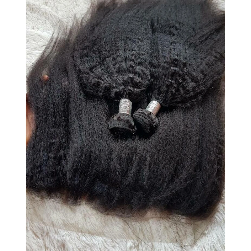 Raw Peruvian Hair Yaki Straight Cuticle Aligned Virgin Kinky Straight Hair For Black Women