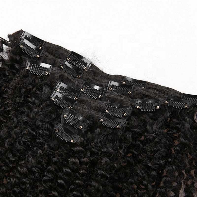 Hot Beauty Clips In Brazilian Human Hair Afro Kinky Curly Clip In Hair Extensions 7 Pieces And 100g/Set Natural Color Remy Hair