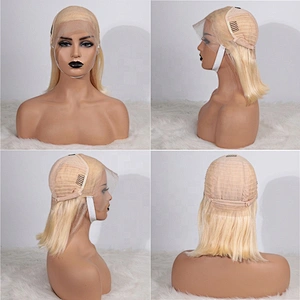 Hot Beauty Hair Silky Straight 13x4 Lace Front 8-14 Inch Blonde Human Hair Wig Blonde Bob Wig 613 Wig