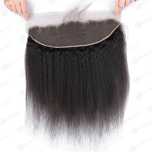 Hot Beauty Hair Wholesale Peruvian Kinky Straight Frontal And Bundles For Women