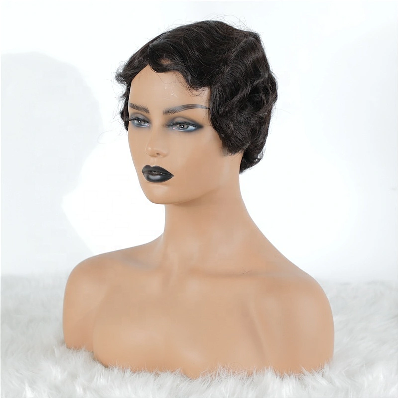 New Arrival Short Cut Human Hair Wig 100% Virgin Hair Ocean Wave Pixie Cut Lace Wig
