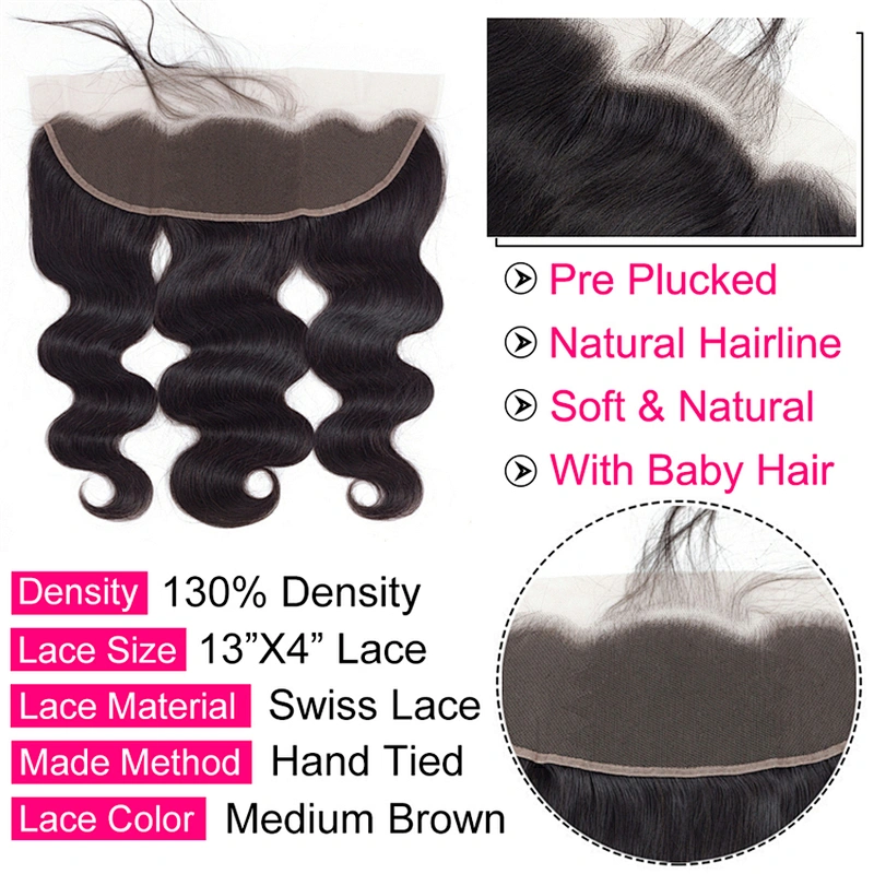 Hot Beauty Lace Frontal Closure Brazilian Hair Body Wave 13x4 Free Part Virgin Hair Cuticle Aligned Hair