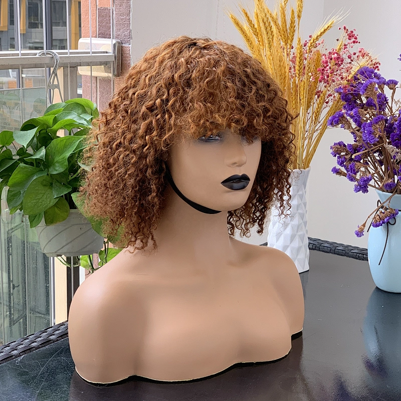 Cuticle Aligned Vietnam Hair Virgin Color Hair Fringe Wig Kinky Curl Hair Wig