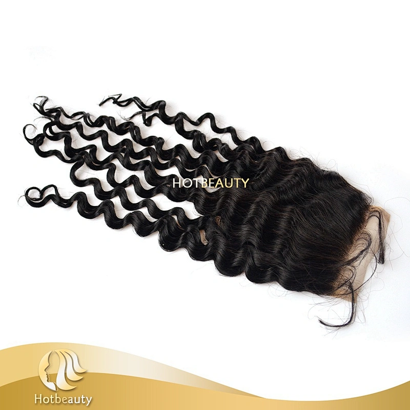 Hot Sale 8''-24'' Deep Wave Lace Closure With Bundles No Shedding