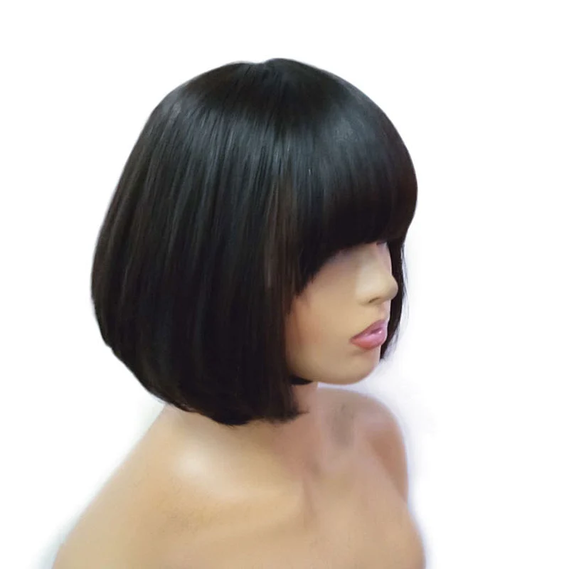 Chinese raw virgin human hair wigs fringe bang bob wig wholesale