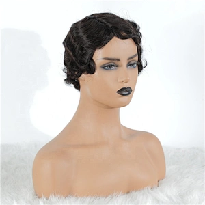 New Arrival Short Cut Human Hair Wig 100% Virgin Hair Ocean Wave Pixie Cut Lace Wig