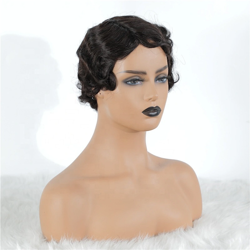 New Arrival Short Cut Human Hair Wig 100% Virgin Hair Ocean Wave Pixie Cut Lace Wig