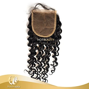 Guangzhou Hot Beauty Hair high grade deep curly brazilian virgin hair lace closure