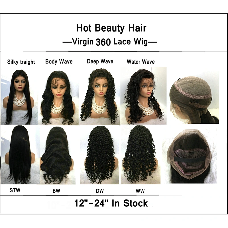 180% Density Glueless 360 Lace Frontal Wig Virgin Cuticle Aligned Silky Straight Human Hair Wigs