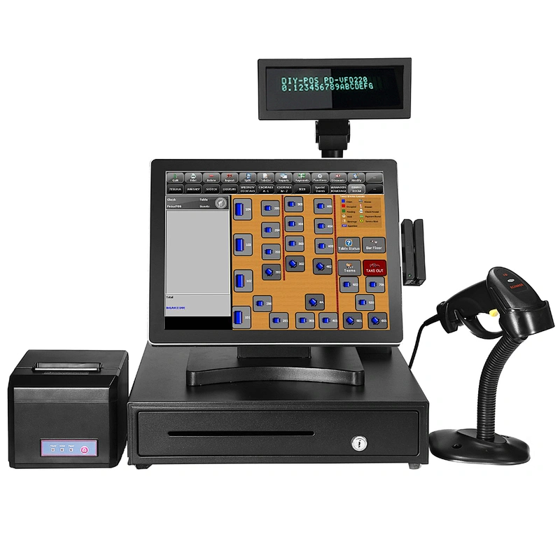 Pos windows all in one electronic cashing register machine with touch screen