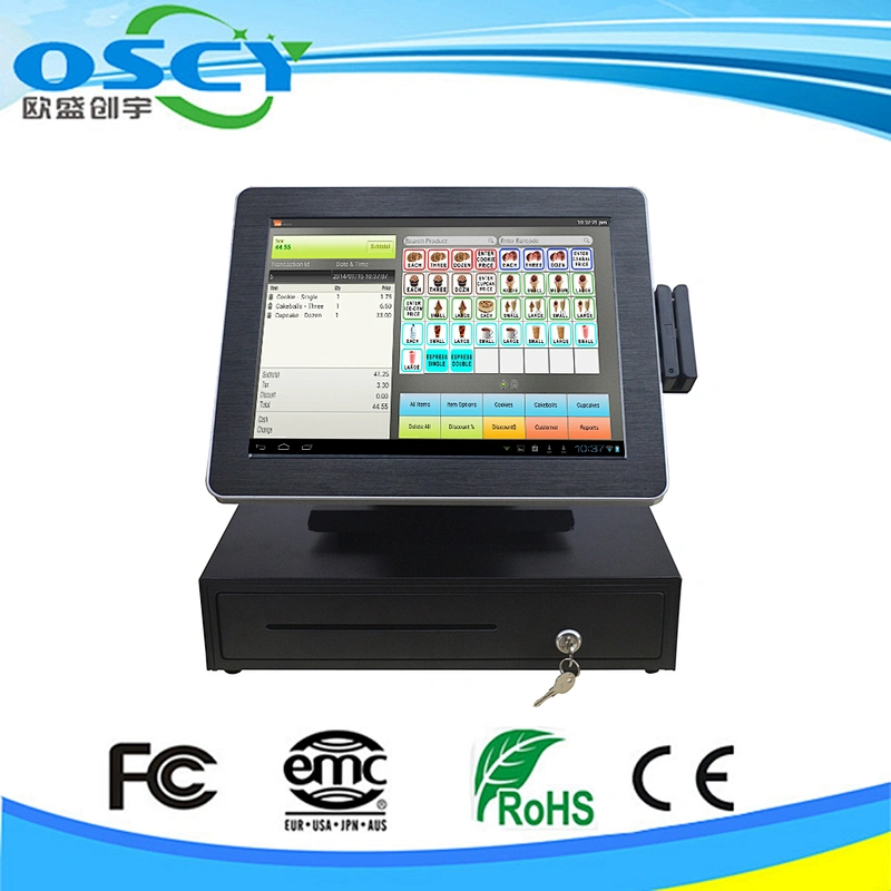 all in one tv pc computer 15 inch fiscal cash register/ wireless pos