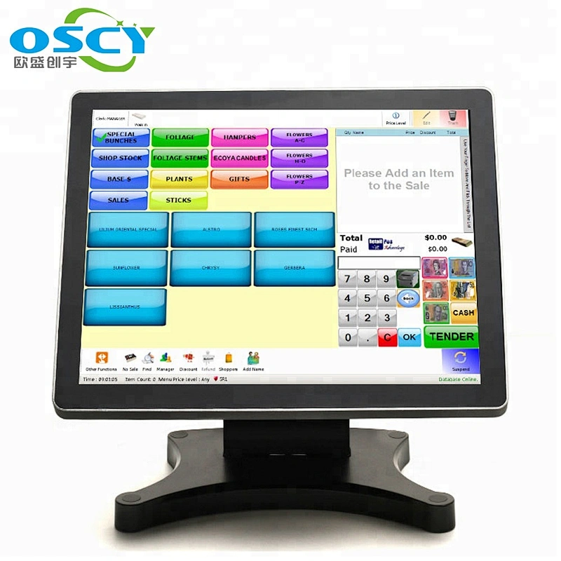 True Flat 10 points capacitive touch 15inch pos+systems /POS/pos machine