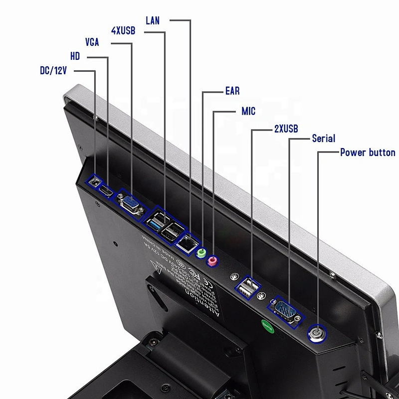 12, 15, 17inch 2. 4. 8 GB Ram, 32, 64, 128GB SSD Touch screen all in one windows pos terminal with printer