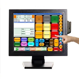 15 inch USB VGA Touch Screen LED Monitor POS Stand for Restaurant Pub KTV Retail