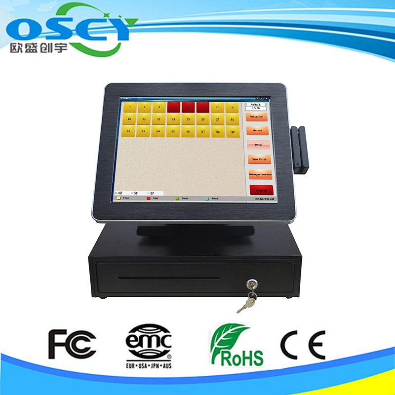 china pos system 15 inch windows pos terminal/cash register machine