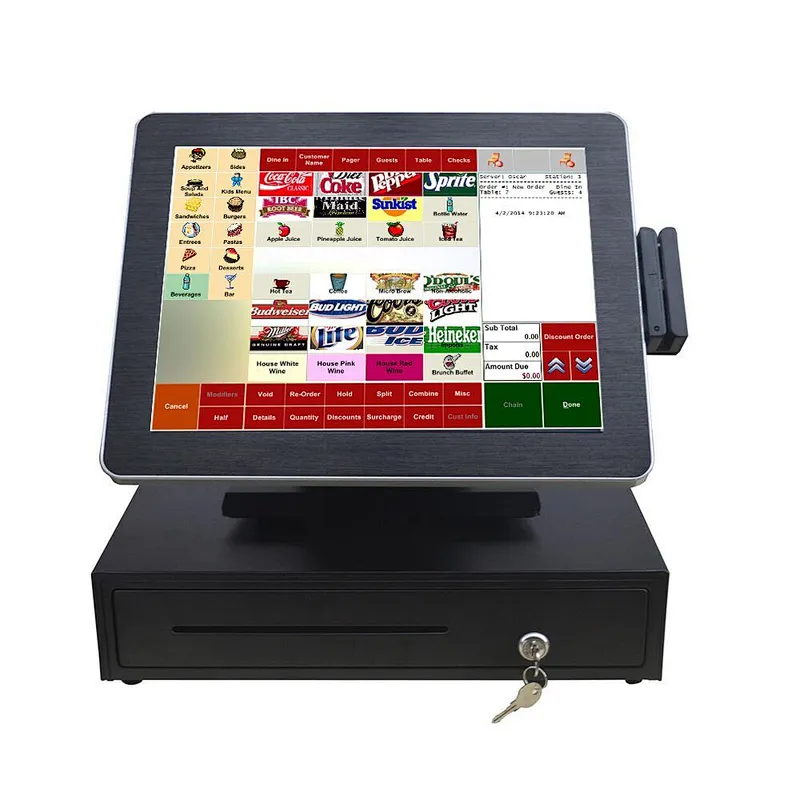 Complete pos system 15''touch all in one pos system with receipt printer