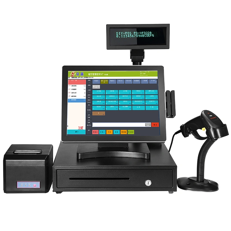 New arrival ture flat panel POS all in one cash register for beauty salon with MSR
