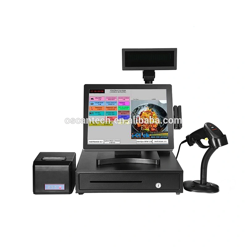 WIFI pos terminal with 80mm receipt printer ,scanner ,cash drawer
