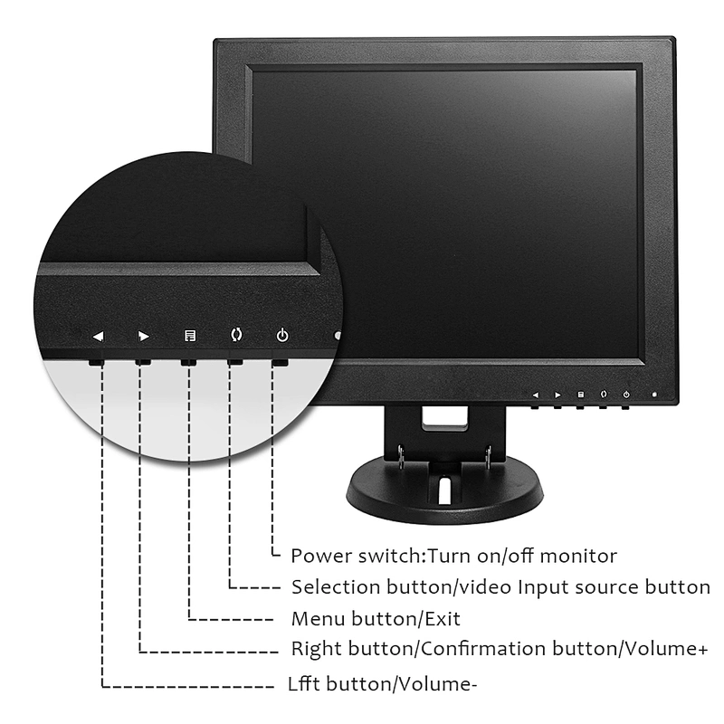 12 Inch LCD HD LED compute pc monitors 4 wire resistive touch Monitor