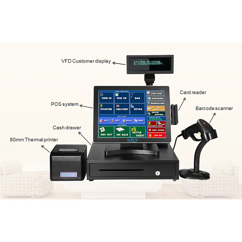Hardware Touch Equipment Cash Register/Pos System/ 15 Inch All In One Pos System