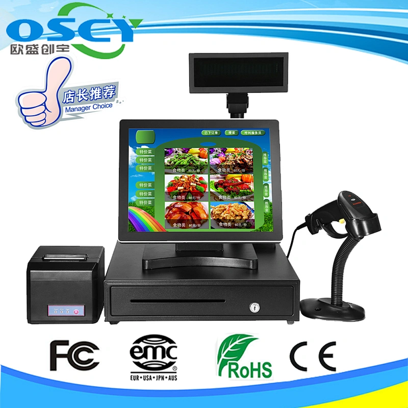 3C anypos 500G HDD dual resistive screen all in one pos with cash drawer